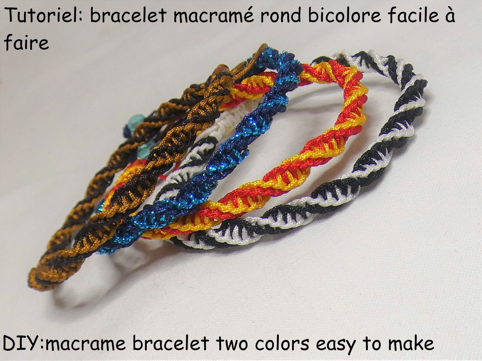 tutoriel: bracelet macramé rond torsadé bicolore - les confections de  laurence