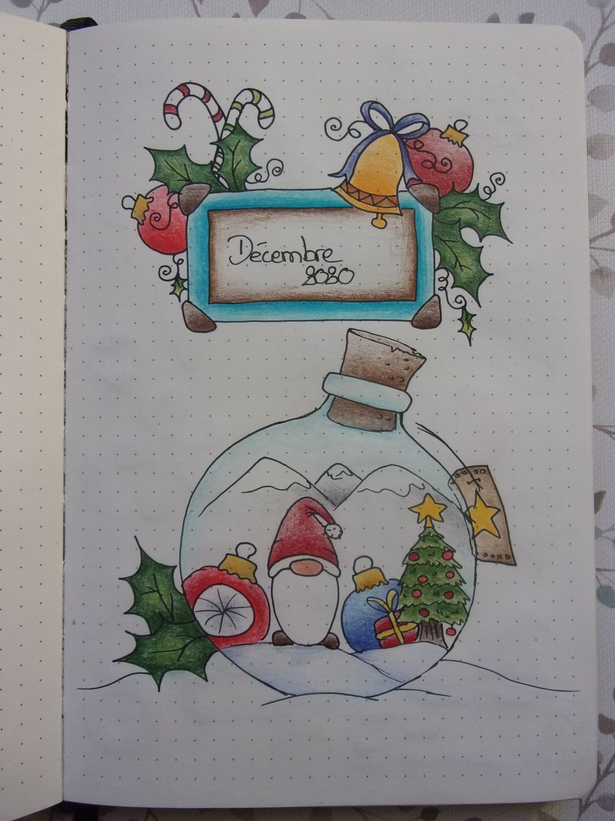 Page De Garde Noel Bullet Journal Monthly Décembre 2020 Bouteille de Noël - Une histoire de  Bullet Journal