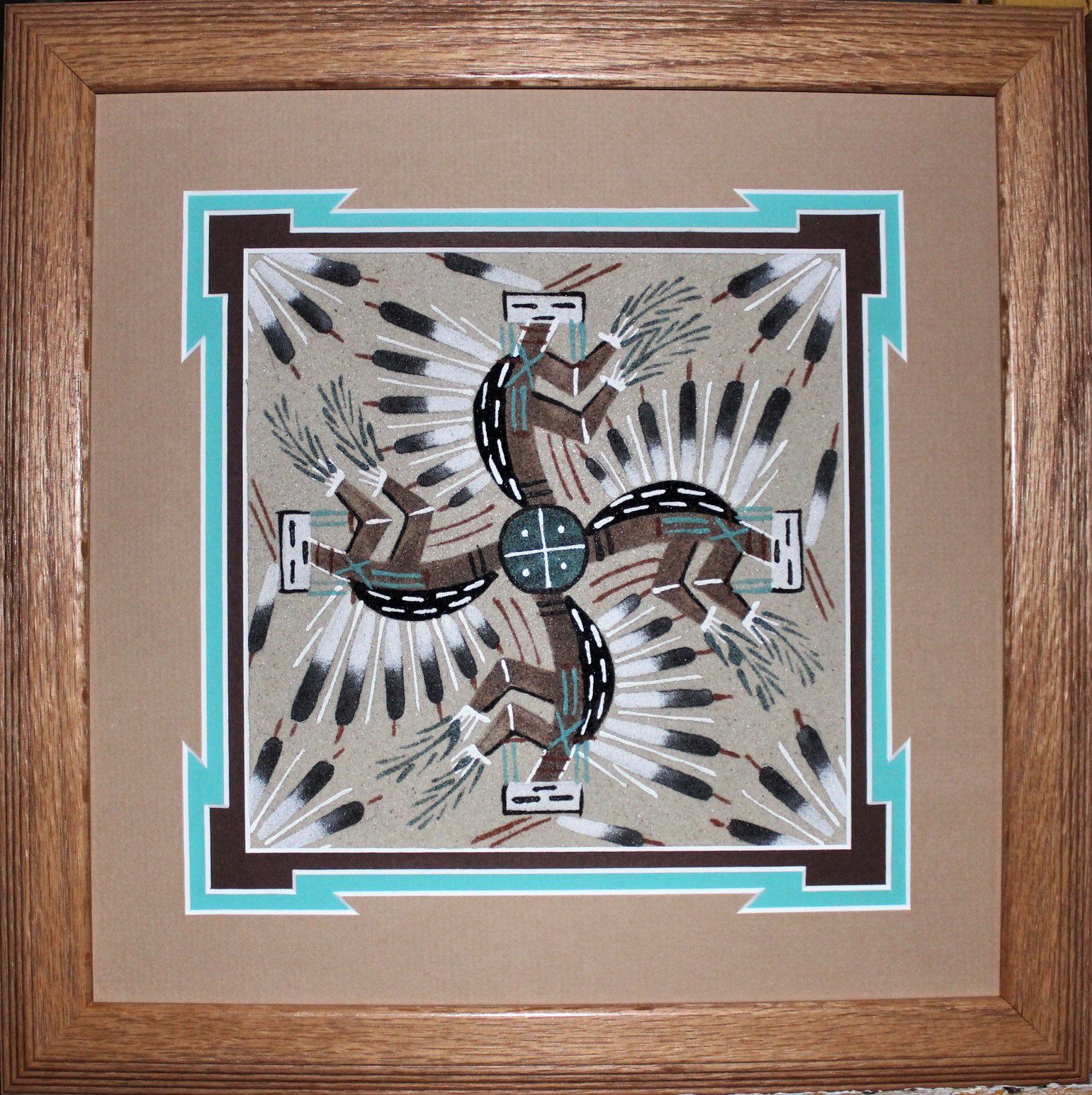 Trois peintures de sable Navajos. Les Yeis. - Peinture aborigène