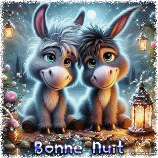 Gif animé de bonne nuit avec des ânes
