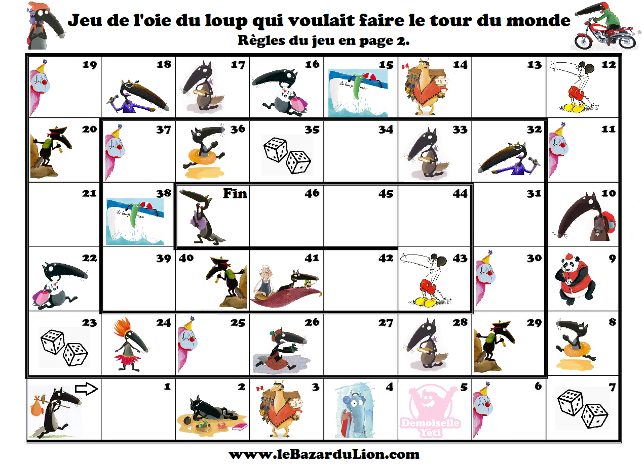 Jeu de l'Oie du loup qui voulait faire le tour du monde [Activité