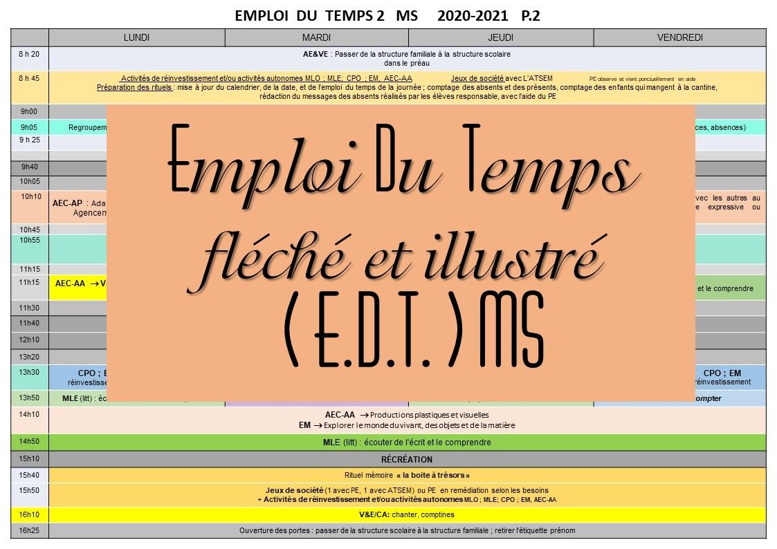 Images Emploi Du Temps Maternelle Nouvel emploi du temps 2021 fléché - Lutins de maternelle