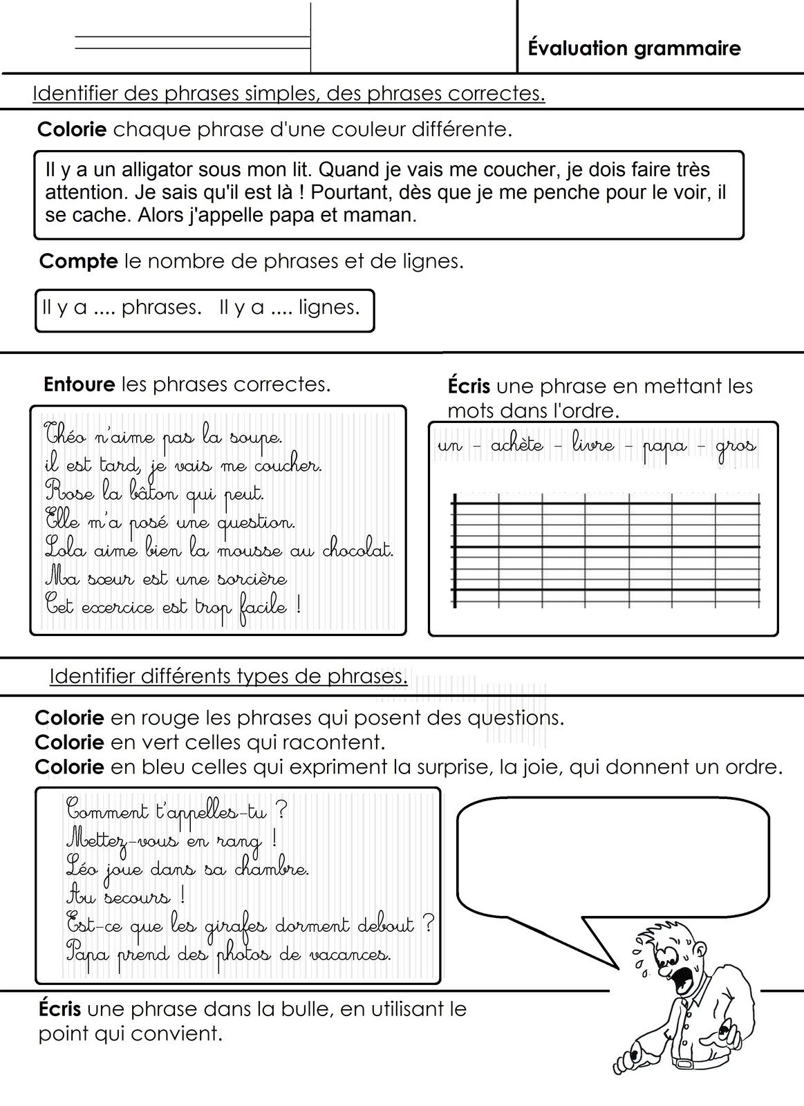 Réussir Son Entrée En Grammaire Ce1 Exercices grammaire - école maternelle Gellow
