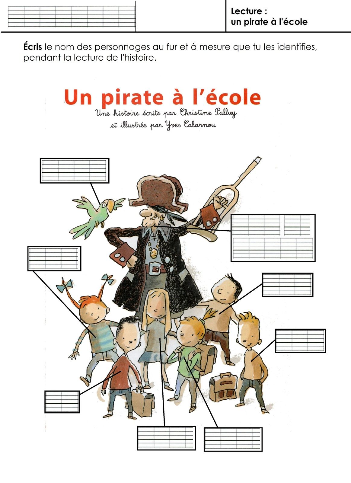 Lecture Suivie Ce1 Avec Tapuscrit Album de rentrée CE1: un pirate à l'école, tapuscrit, fiches de lecture et  fiche d'identité du livre - école maternelle Gellow