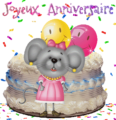 Gif animé joyeux anniversaire enfant avec mignonne petite souris - les gifs  animés de dentelledelune