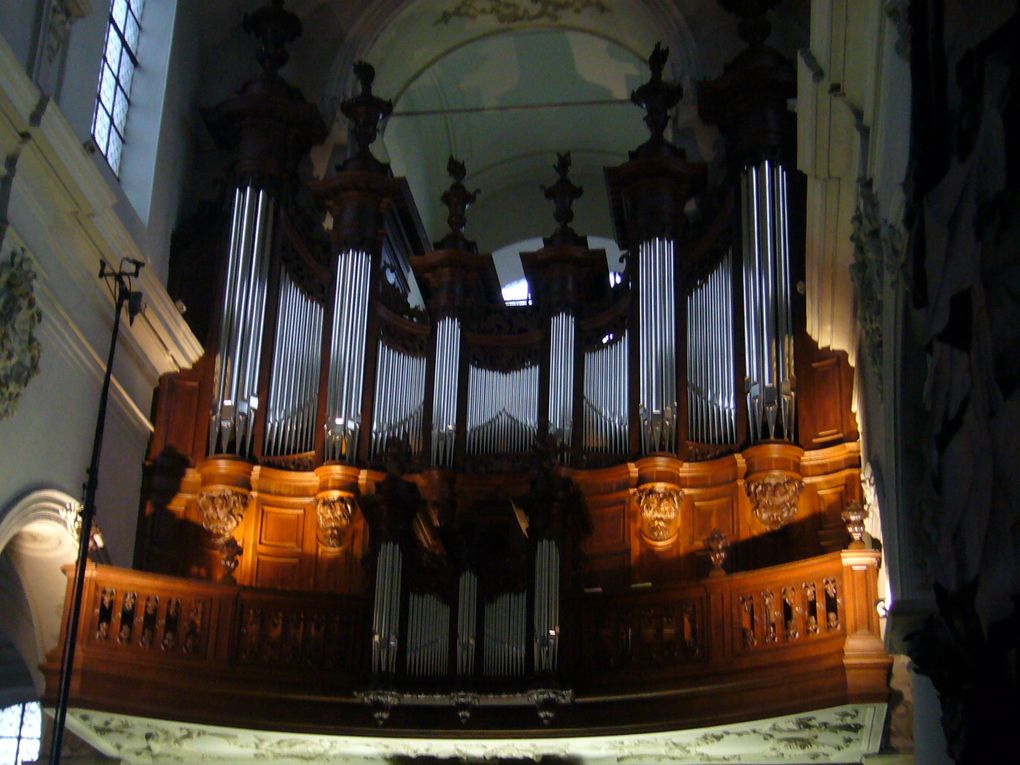 Visite de la Collégiale de Leuze, ainsi que des magnifiques grandes orgues, sous la conduite de Arnaud van de Cauter, professeur de l'académie Saint-Grégoire (Tournai). La reconstruction à l'identique de l'orgue d'origine a été financée par la