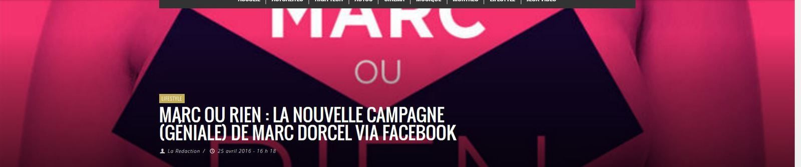 Marc ou Rien : PORNO Web - Dorcel Club : Marc ou RIEN ! Ce 25 avril, jour de la Saint-Marc tous les Marc sur Facebook gagnent 60j gratuits sur DORCEL CLUB 