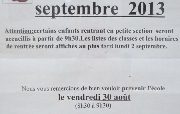 Information de rentrée !