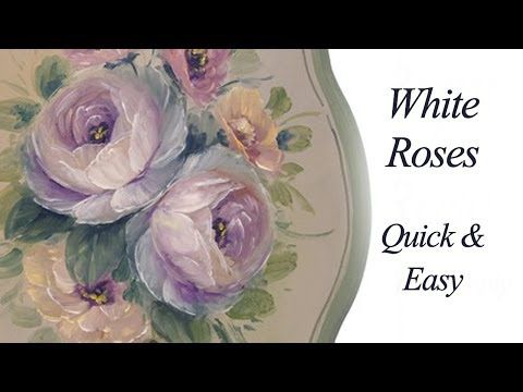Dessin et peinture - video 587 : Roses blanches à l'huile pour la décoration.