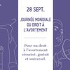 Appel au rassemblement pour le droit à l'avortement mercredi 28 septembre à 18H00