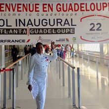 Babette de Rozières, marraine du vol inaugural Pointe à Pitre-Atlanta avec Air France