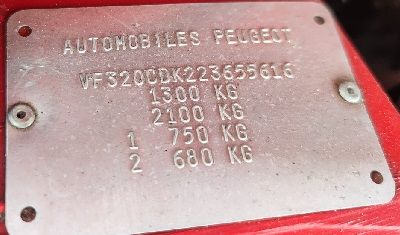 Plaque Constructeur 205 GTi Export Suède 