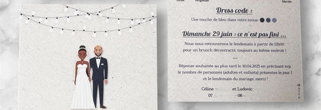 Le faire part de mariage de Céline & Ludo : thème guinguette (rappel marin) 