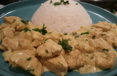 Poulet curry creme coco et noix de cajou 