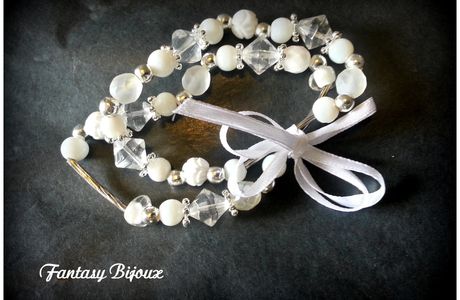 Joli bracelet double blanc