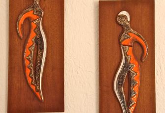 Vintage, rétro et rare : paire de céramiques sur bois Maurice Chalvignac !