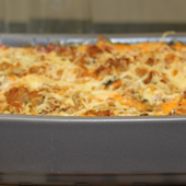Gratin de potiron au lait de coco et lardons