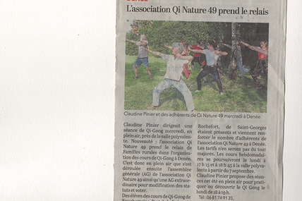 L'association Qi Nature 49 prend le relais de AFR dans l'organisation des cours de Qi Gong à Denée