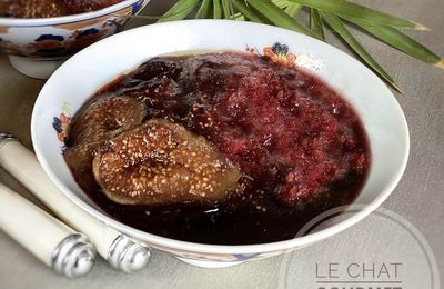 Sauté de figues, granité au vin rouge