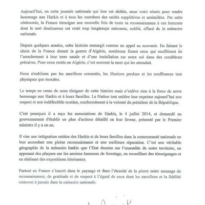 Message du ministre todeschini à propos de la Journée nationale "hommage aux Harkis et autres membres des formations supplétives "