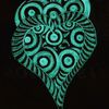 coeur tribal, vert ,à la peinture 3D