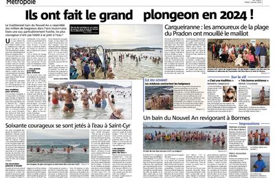 La presque baignade du jour de l'An dans la presse