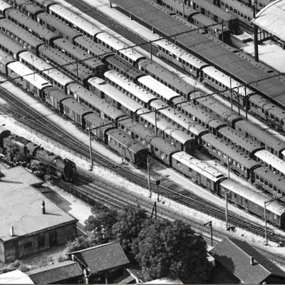 L'ancien dépôt des locomotives de Bale en 1956