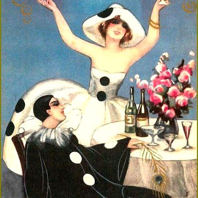 Pierrot - Colombine et Arlequin illustrés -  Pierrot et Colombine -  Sofia Chiostri (1898-1945)
