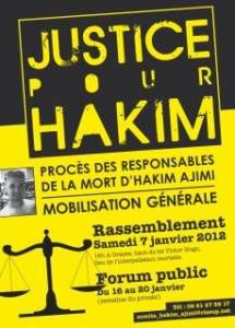 janv2012: Mobilisation nationale lors du procès des policiers responsable mort de Hakim Ajimi à Grasse