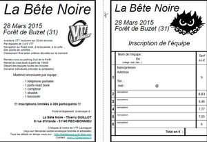 Inscriptions à La Bête Noire 2015