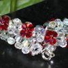 Bracelet petites fleurs cristal et rouge