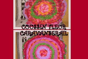 Coussin fleur en crochet