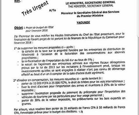 Présidentielle 2018: Paul Biya   augmente le budget