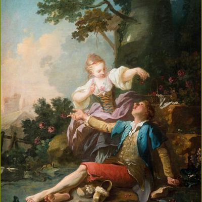  Le temps des cerises par les peintres -  Hugues Taraval (1729-1785) cueillette des cerises