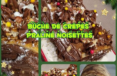 Bûche roulée de crêpes au chocolat praliné