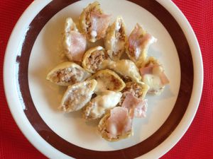 Conchiglie au poulet et aux noix, sauce au roquefort (tour en cuisine 170) 