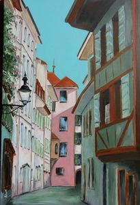 Acrylique : rue de Lucerne (Suisse)