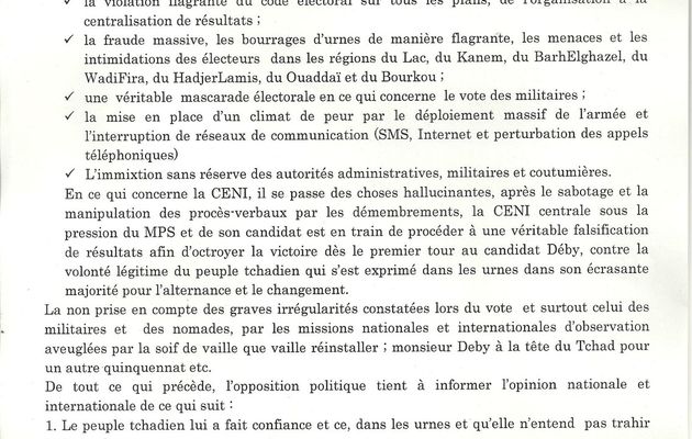 Violation flagrante du code électoral au Tchad