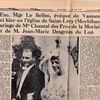 Mariage de Mlle Chantal des Prez de la Morlais et de M. Jean-Marie Desgrées du Loû [Ouest-France]