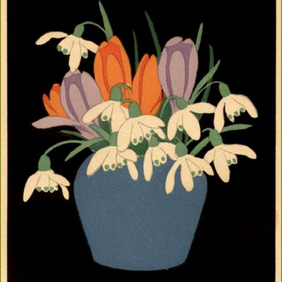 Les fleurs par les grands peintres -   John Hall Thorpe -  Crocus et perce-neige. 1922