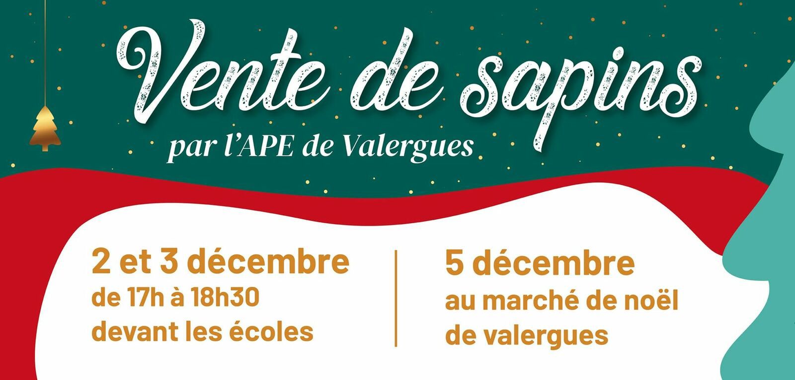 Vente de sapins par l'APE de Valergues les 2,  3 et 5 décembre