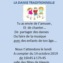 Lundi 14 Octobre: Danse traditionnelle pour enfants.