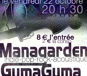CONCERT!! Guma Guma et Managarden sur la Péniche ANTIPODE le vendredi 22 octobre 2010 à 20H face au 55 quai de la Seine 75019 Paris