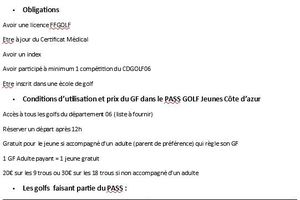 PASS GOLF JEUNES ECOLES DE GOLF MISE A JOUR