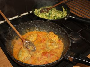 Mignon de porc curry-coco et poêlée de courgette parfumée