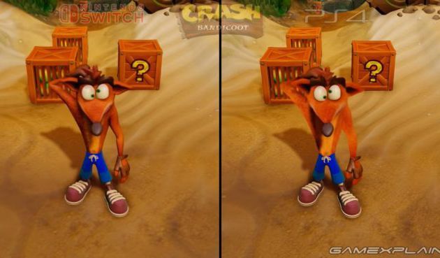 Video de comparaison de Crash Bandicoot N. Sane Trilogy Switch vs. PS4 