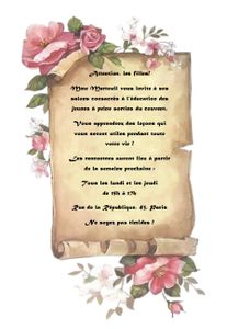 Scoop ! Le flyer d’invitation aux salons de Mme de Merteuil pour jeunes filles !