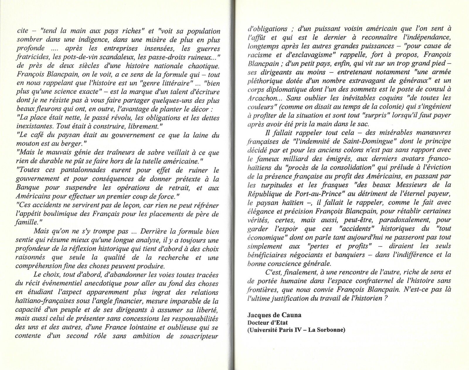 Quatrième de couverture et préface de l'ouvrage de François Blancpain