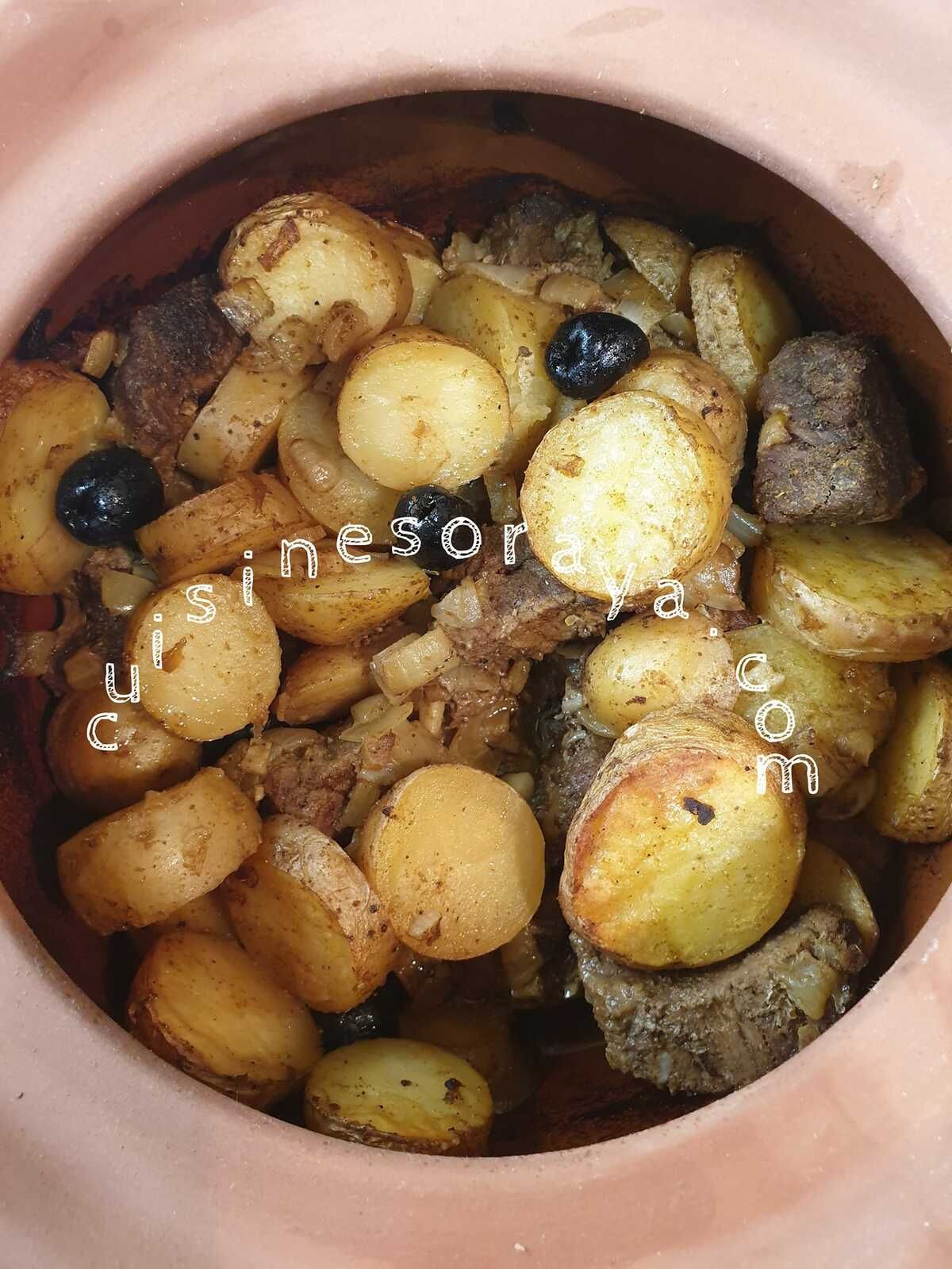 Tajine de boeuf, pomme de terre au four