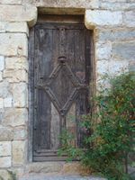 Porte ancienne en bois, St Cirq Lapopie